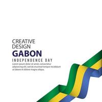 célébration de la fête de l'indépendance du gabon design créatif illustration vecteur modèle