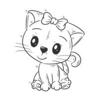 mignonne chaton séance dessin animé style vecteur pour coloration