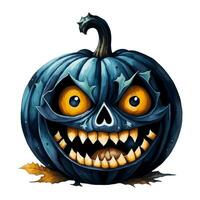 effrayant citrouille pour halloween.dark bleu citrouille avec les dents pour votre conception pour Halloween vacances. vecteur