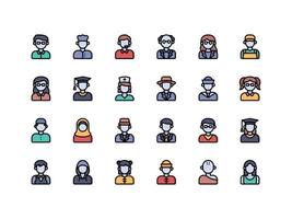 jeu d'icônes de couleur linéaire avatar utilisateur vecteur