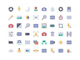 jeu d'icônes plat d'interface de caméra vecteur