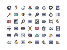 jeu d'icônes de couleur linéaire de l'interface de la caméra vecteur