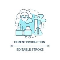 icône de concept de production de ciment. illustration de ligne mince d'idée abstraite d'émission de carbone humain. processus de fabrication. ingrédient de construction. dessin de couleur de contour isolé de vecteur. trait modifiable vecteur