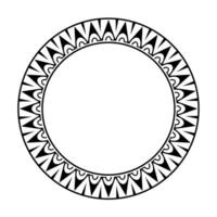 conception de cadre de bordure ronde géométrique maori rond. noir et blanc vecteur