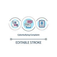 icône de concept de plainte de cyberintimidation. signaler un contenu préjudiciable dans l'illustration de la ligne mince de l'idée des médias sociaux. recueillir des preuves. dessin de couleur rvb contour isolé vectoriel. trait modifiable vecteur