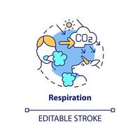 icône de concept de respiration. illustration de fine ligne d'idée abstraite d'émissions de carbone naturel. produire du co2 en respirant. processus d'inspiration, d'expiration. dessin de couleur de contour isolé de vecteur. trait modifiable vecteur