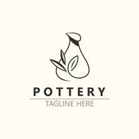 poterie logo conception Fait main, Créatif traditionnel agresser artisanat signe concept inspiration la nature atelier vecteur