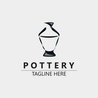 poterie logo conception Fait main, Créatif traditionnel agresser artisanat signe concept inspiration la nature atelier vecteur