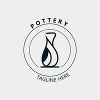 poterie logo conception Fait main, Créatif traditionnel agresser artisanat signe concept inspiration la nature atelier vecteur