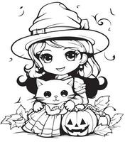 mignonne Halloween coloration page vecteur