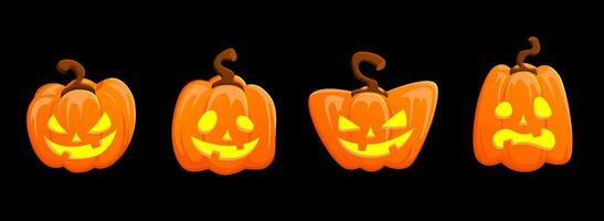 Halloween citrouille lanternes, dessin animé jack o lanterne personnages, symboles vecteur