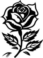 Rose - noir et blanc isolé icône - vecteur illustration