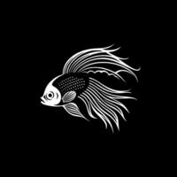 poisson - noir et blanc isolé icône - vecteur illustration