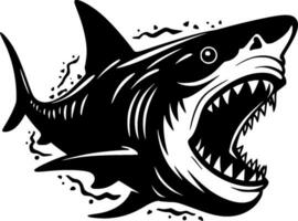 requin - noir et blanc isolé icône - vecteur illustration