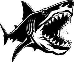 requin - noir et blanc isolé icône - vecteur illustration