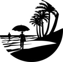 plage - noir et blanc isolé icône - vecteur illustration