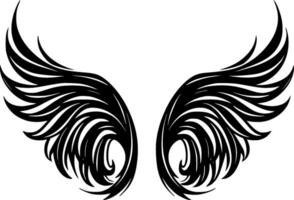 ange ailes - noir et blanc isolé icône - vecteur illustration