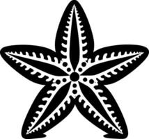 étoile de mer - noir et blanc isolé icône - vecteur illustration