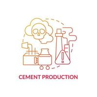 icône de concept de production de ciment. illustration de ligne mince d'idée abstraite d'émission de carbone humain. émissions de co2 provenant de sources industrielles. puissant producteur de gaz à effet de serre. dessin en couleur de contour isolé de vecteur