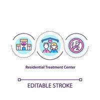 icône de concept de centre de traitement résidentiel. établissement de santé pour aider les gens. guérir la dépendance idée abstraite fine ligne illustration. dessin de couleur de contour isolé de vecteur. trait modifiable vecteur