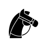 icône de glyphe noir d'équitation. sport équestre. étirement des muscles. soins aux chevaux, dressage. course et saut. symbole de silhouette sur un espace blanc. illustration vectorielle isolée vecteur