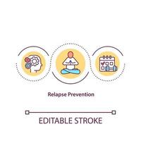icône de concept de prévention des rechutes. traitement de la toxicomanie avec une aide médicale. rendre le corps humain idée plus saine illustration de la ligne mince. dessin de couleur de contour isolé de vecteur. trait modifiable vecteur