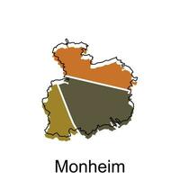 Monheim ville carte. vecteur carte de allemand pays conception modèle avec contour graphique coloré style sur blanc Contexte