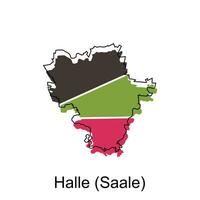 Halle, vente ville carte illustration conception, monde carte international vecteur modèle coloré avec contour graphique