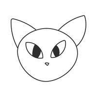 Halloween chat effrayant Couleur mignonne ligne icône vecteur
