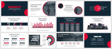 Modèles de diapositives de présentation d'entreprise à partir d'éléments infographiques vecteur