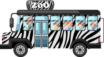 concept de zoo avec des enfants sur la voiture de tourisme isolé sur fond blanc vecteur