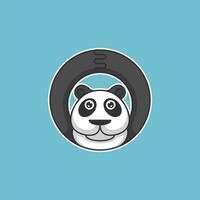 logo simple tête de panda mignon vecteur