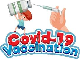 logo de vaccination covid19 sur fond blanc vecteur