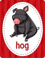 flashcard de vocabulaire avec le mot porc vecteur
