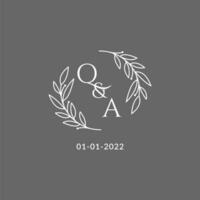 initiale lettre qa monogramme mariage logo avec Créatif feuilles décoration vecteur