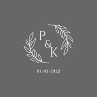 initiale lettre paquet monogramme mariage logo avec Créatif feuilles décoration vecteur