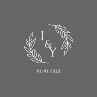 initiale lettre oui monogramme mariage logo avec Créatif feuilles décoration vecteur