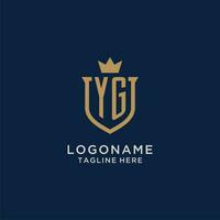 yg initiale bouclier couronne logo vecteur