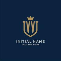 vv initiale bouclier couronne logo vecteur