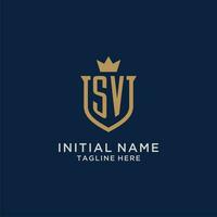 sv initiale bouclier couronne logo vecteur