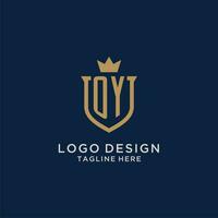 oy initiale bouclier couronne logo vecteur