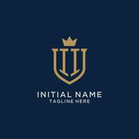 ii initiale bouclier couronne logo vecteur