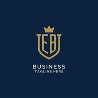 eb initiale bouclier couronne logo vecteur