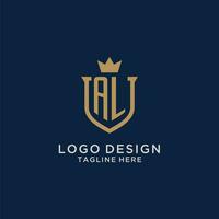 Al initiale bouclier couronne logo vecteur