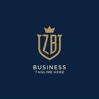 zb initiale bouclier couronne logo vecteur