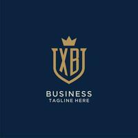 xb initiale bouclier couronne logo vecteur