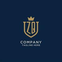 zq initiale bouclier couronne logo vecteur