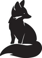 Renard lionceau vecteur silhouette illustration noir Couleur