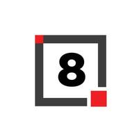 8 nombre avec carré boîte icône. 8 boîte monogramme. vecteur