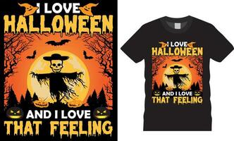 je l'amour Halloween et je l'amour cette sentiment T-shirt conception vecteur modèle